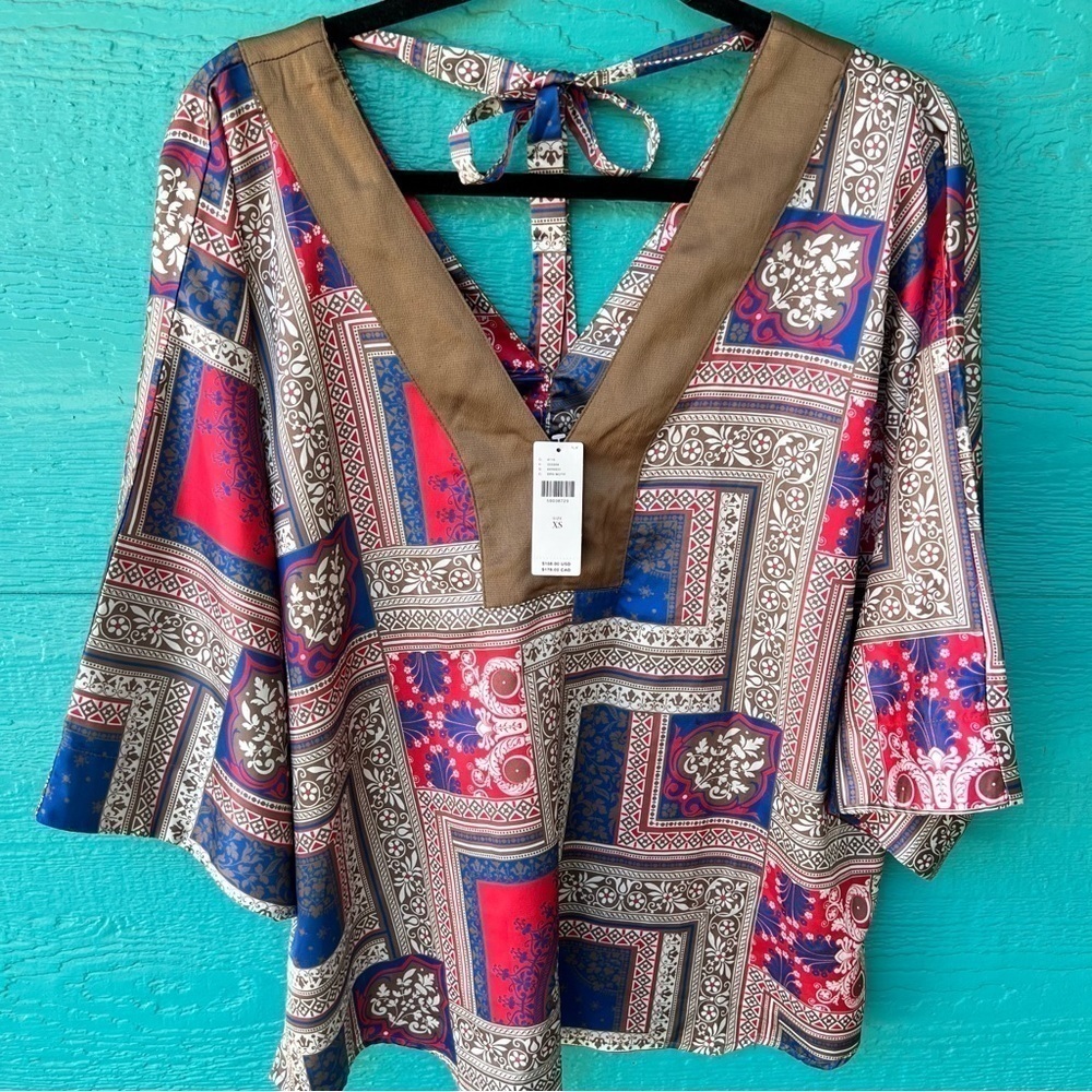 ANTHROPOLOGIE PORRIDGE OVERSIZED FELICITY FLOWY MIXED PRINT TUNIC TOP SMALL NWT